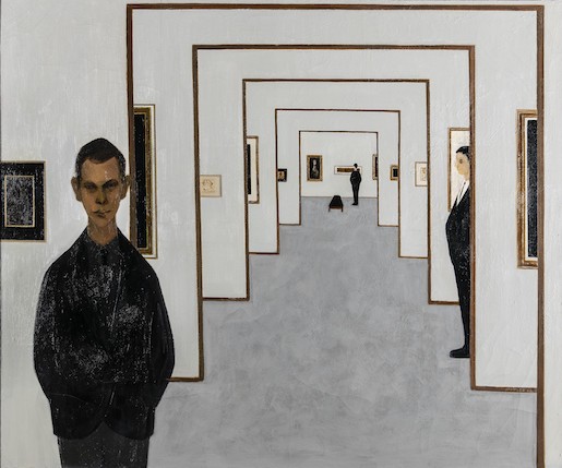 Bild: Gustav Stettler, Gemäldegalerie II, 1963-1964, Öl auf Leinwand, 149.5 x 180 cm, Kunstmuseum Thun